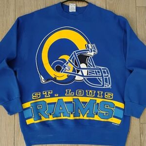 VTG 90s Salem St.Louis Ram Double Sided NFL Crew neck Men's LG Made In USA